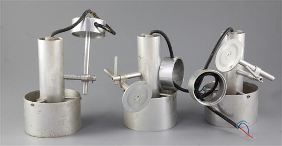 A set of three Peter Lovig Neilson aluminium wall lights, height 6.5in.